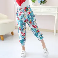 Противомоскитные штаны для девочек Летняя тонкая верхняя одежда свободного кроя из чистого хлопка, г. Детские укороченные штаны