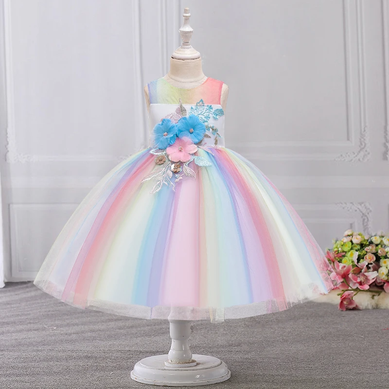 New Summer Children Dresses For Girls Kids Formal Wear Princess Dress For Girl 4 6 7 8 Years Birthday Party Events Prom Dress
