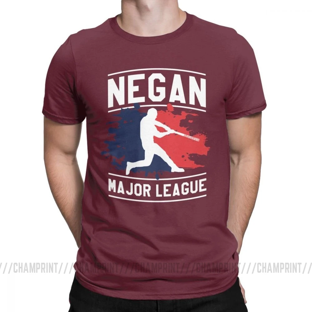 Мужская Бейсбольная Футболка Negan Major League Люсиль, одежда из чистого хлопка, винтажные футболки с круглым воротником - Цвет: Бургундия