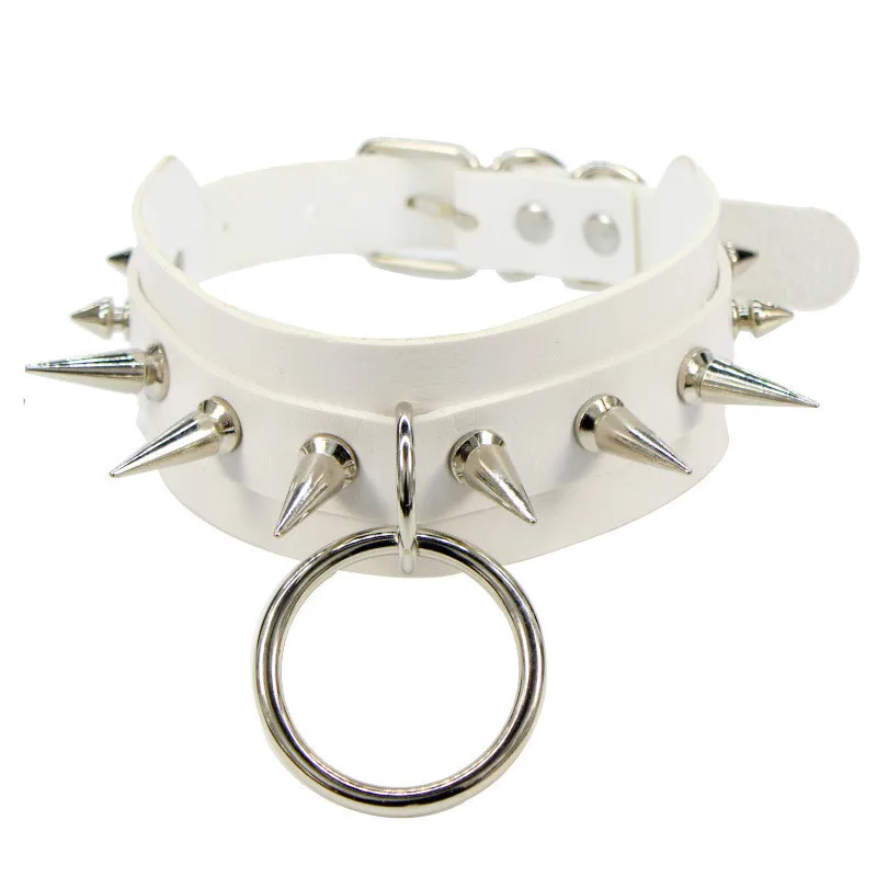 2024 Neue Damen Schwarzes Leder Choker Punk PU Leder Spike Halsband Nieten Halskette Gothic Schmuck 19