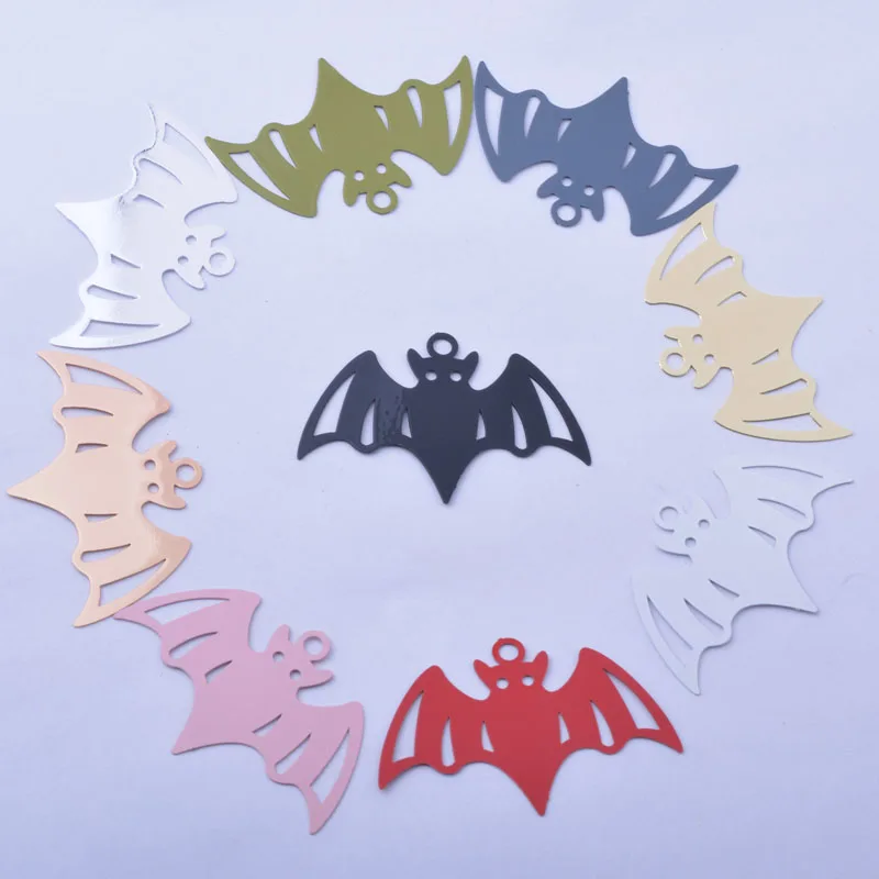 30 Stück AB6841 27*41mm Halloween-Anhänger aus Messing in Roségold- und Silberfarbe, Fledermaus-Anhänger zur Herstellung von Halsketten und Ohrringen