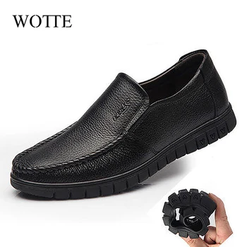 

2020 Men Casual Shoes Genuine Leather Shoes Brand Father Casual Leather Anti slip Black Middle-aged Man Cow Leather Shoes