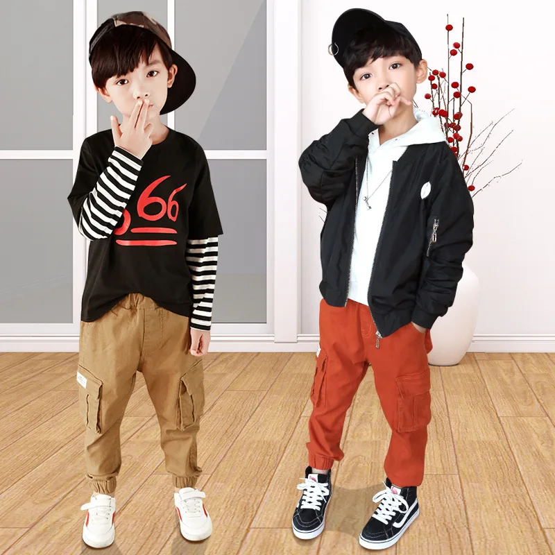

BOY'S Bib Overall 2019 Autumn New Style CHILDREN'S Trousers Middle And Large CHILDREN'S Trousers Autumn And Winter Brushed And T