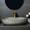 Green Europe Vintage Style Washbasin Artistic Bathroom Sink ceramic wash basin bowl With Tap ► Photo 2/5