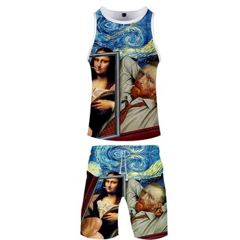 

Famous painting two piece set tank top and shorts Harajuku women famous painting tank top streetwear harajuku Sleeveless