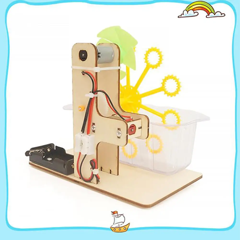  DIY Automatic Blowing Bubble Machine Science Small Production Science Kit Hand-assembled Toy