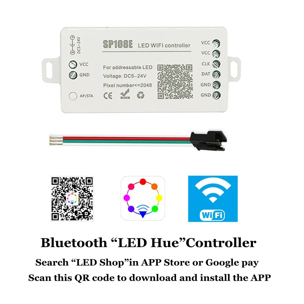 RGB LED 스트립 매직 홈 블루투스 USB 원격 DC5V 와이파이 컨트롤러, SP108E, WS2812B, SK6812