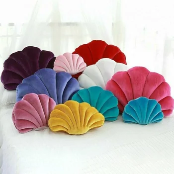 

Sea Shell Plush Back Seat Cushion Office Home Chairs Luxury Velvet Wave Back-rest Pad Pillow Aquarium Decoration