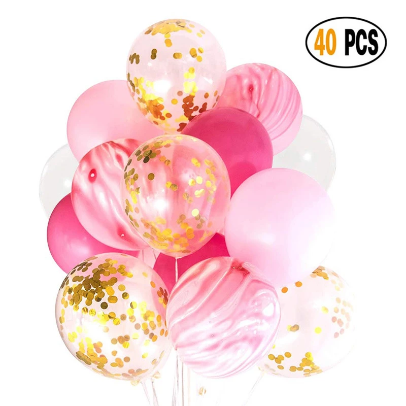 40 pièces Multi couleur Latex marbre Ballon anniversaire mariage bébé douche fête décorations or rose confettis Ballon 12 pouces