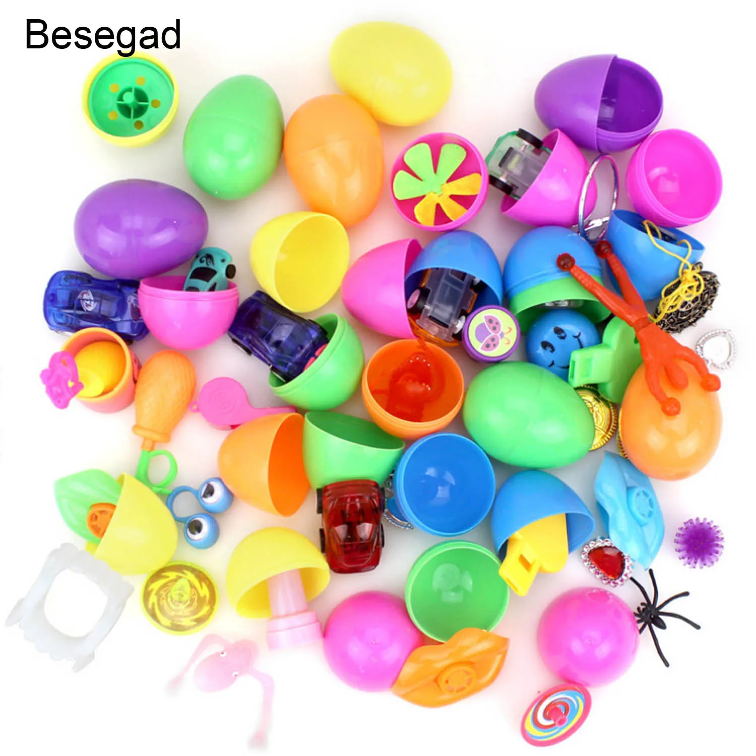 Besegad 20 шт пластиковые цветные пасхальные яйца заполнены каваи игрушки для пасхи вечерние подарки для детей случайный стиль