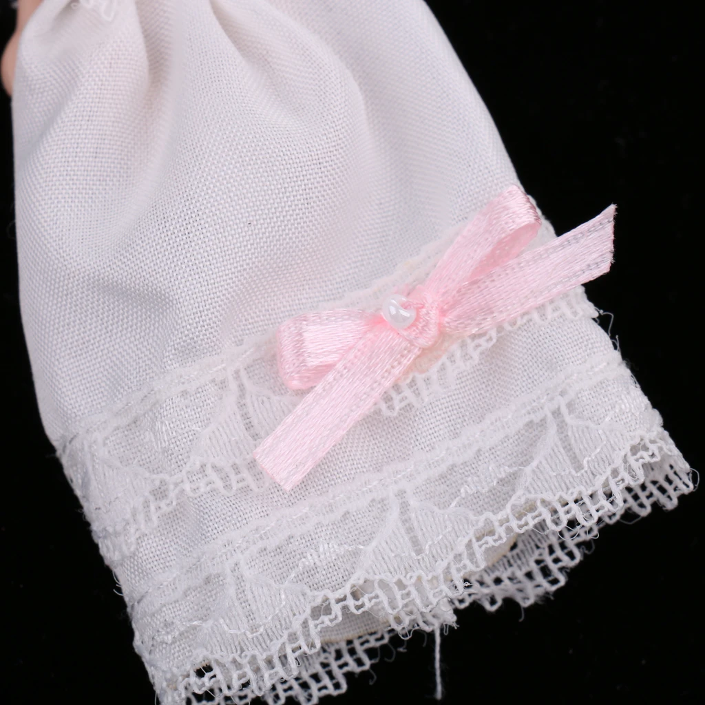 12th Porcelain Baby Children Doll in White Lace Dress Dollhouse People Figures Decoration