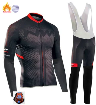 

Northwave Warm 2019 Winter Thermal Fleece Cycling Clothes NW Men's Jersey Suit Outdoor Riding Bike MTB Clothing Bib Pants Set
