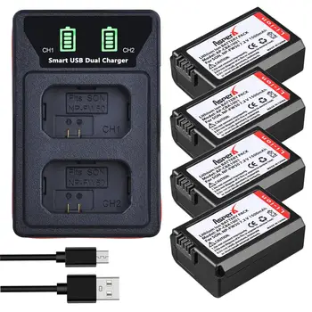 

4Pcs 1500mAh NP-FW50 NP FW50 Battery + LED USB Dual Charger for Sony Alpha a6500 a6300 a7 7R a7R a7R II a7II NEX-3 NEX-3N NEX-5