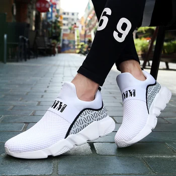

High Top Men Shoes Sneakers Casual Mesh Slip-on Men Shoes Flat Breathable Lightweight Men Shoes Comfortable Hot Sale Big Size 45