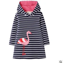 Новинка; осеннее платье для девочек; в полоску; с капюшоном; для отдыха;