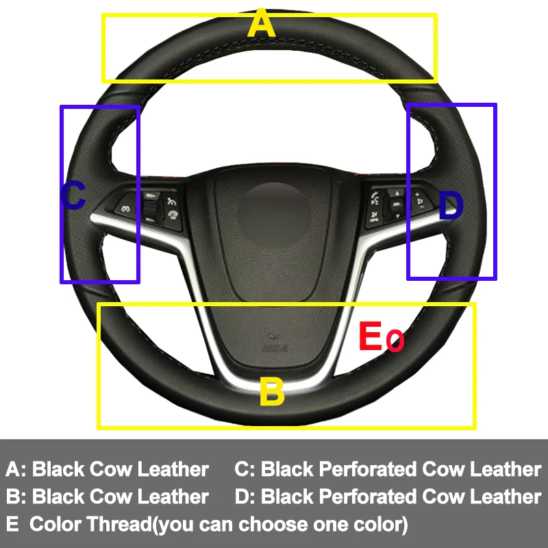 Ручная швейная крышка рулевого колеса для Opel Mokka 2012- Insignia 2008-2013 Astra(J) 2010- Meriva(B