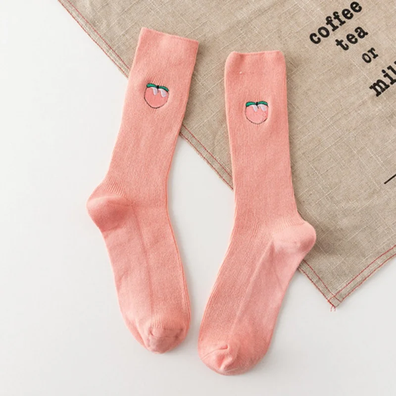Женские носки; сезон весна-лето; милые носки с фруктами; вязаные носки с ворсом; Хлопковые женские носки в стиле ретро
