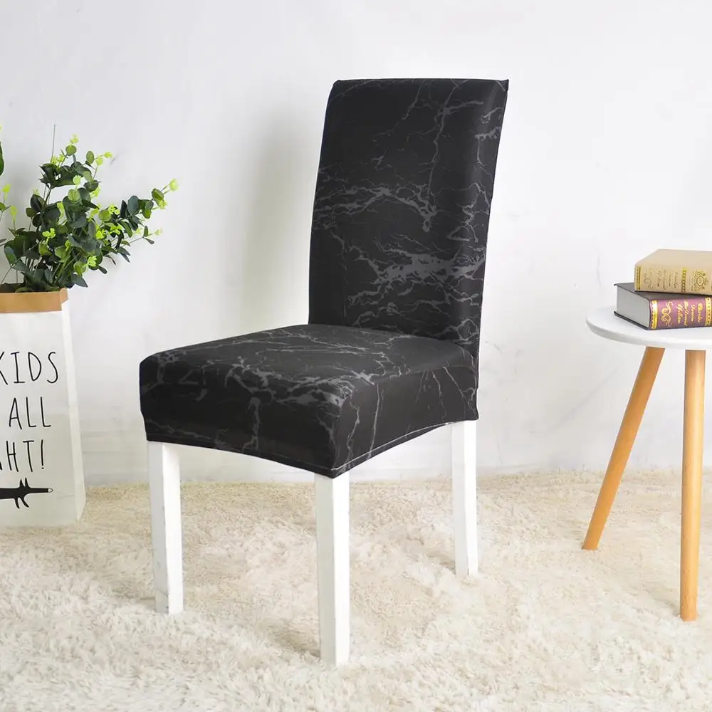 Чехол для кресла спандекс для столовой, растягивающийся чехол на стул для ресторана, вечерние, банкетные, для дома, Новое поступление, 1 шт - Цвет: Black marble