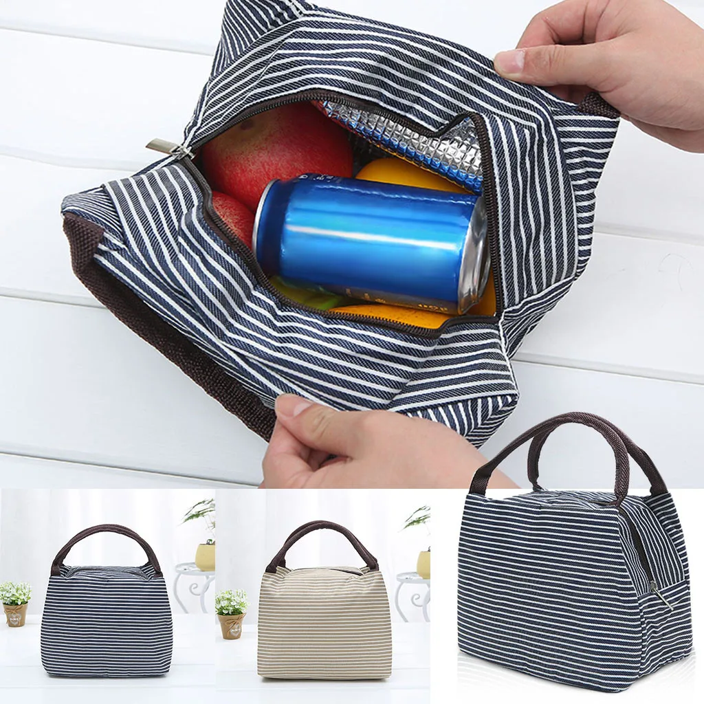 striped cooler bag