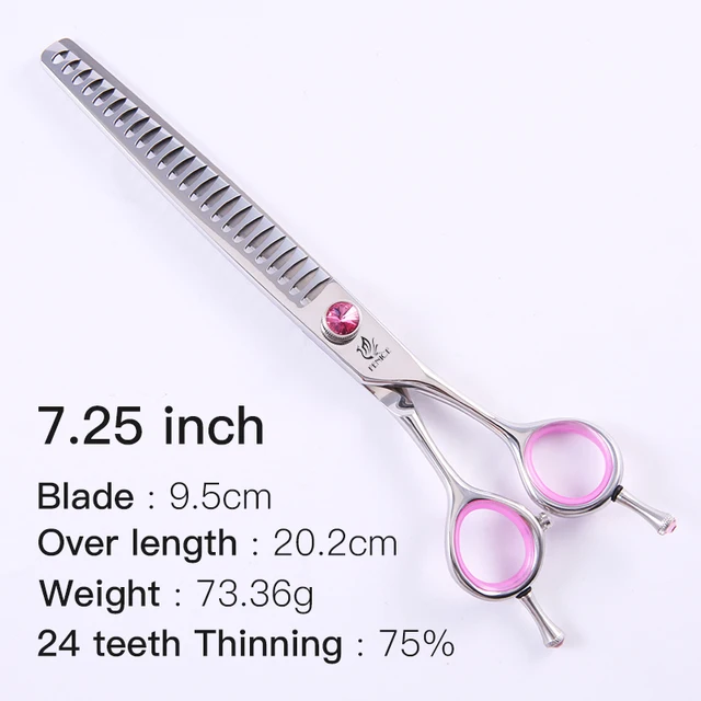 Fenice Professional blue 6.5 inch 6.75 inch 7.25 inch pet dog grooming scissors  thinning shears thinning rate 75% 7.25 inch pink