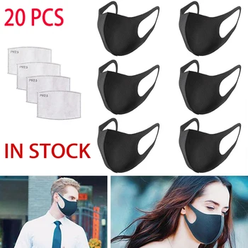 

20PCS Reuse Mask PM2.5 Activated Carbon Filter Paper Anti Haze Washable Mouth Mask Anti Dust Mask