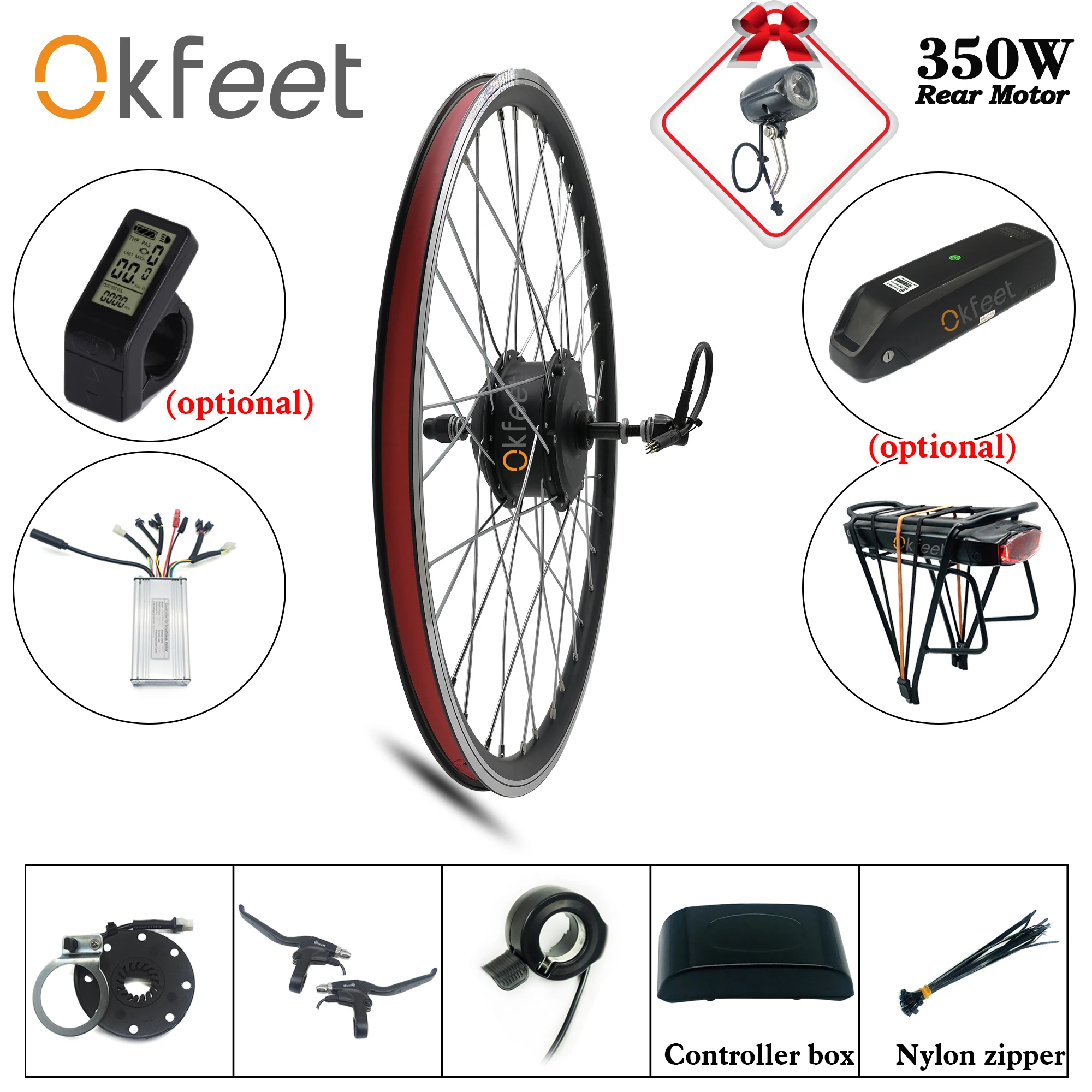 Kit de conversión de bicicleta eléctrica, Motor de buje de rueda trasera sin 36V, LCD3, Kit de de bicicleta eléctrica con batería|Motor de bicicleta eléctrica| - AliExpress