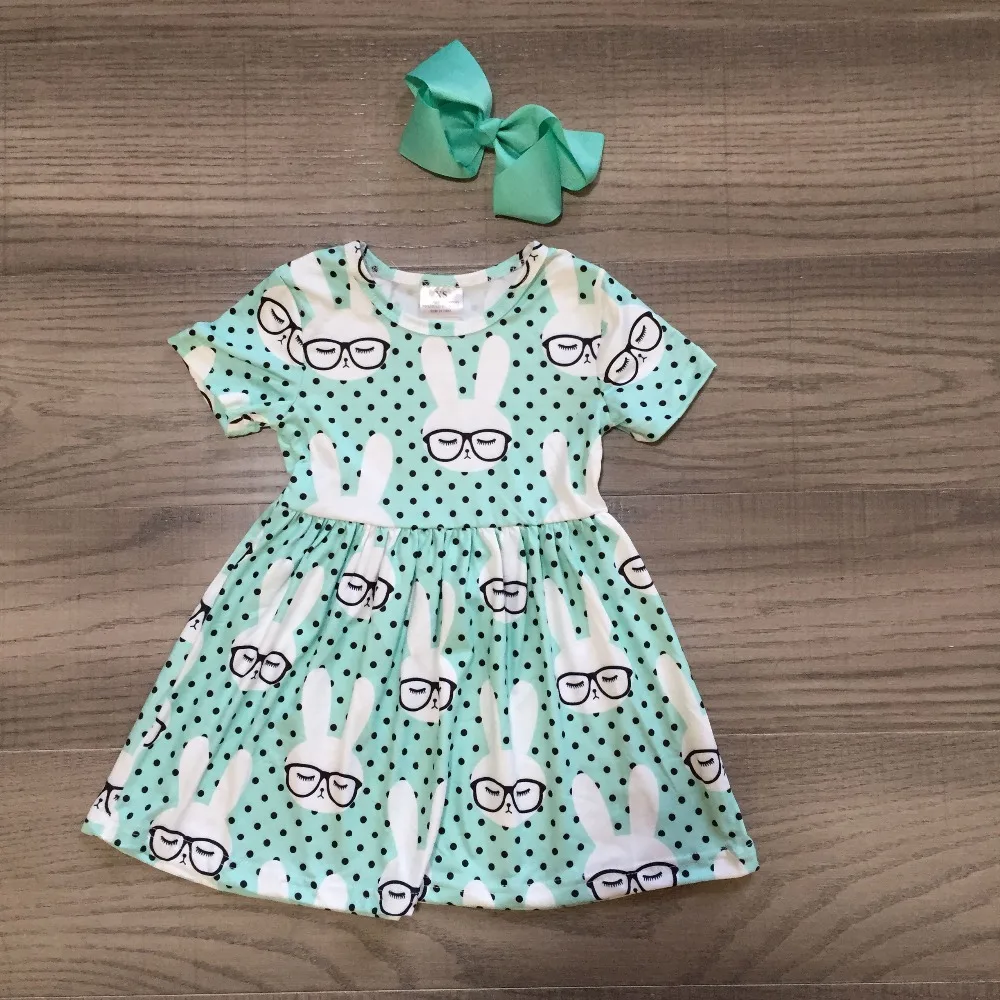 Summer Toddler Baby Kids Girl Dress Easter Cartoon Rabbit Bunny Tutu Dress A Line Dresses Party Cotton Clothes