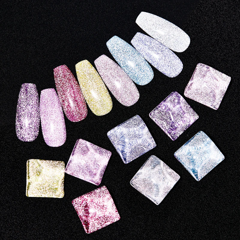Mtssii Reflective Glitter Gel Nail Polish 6ml Sparkling Auroras Laser Nail Gel Nail Art Varnish Semi Permanent Top Base Gel