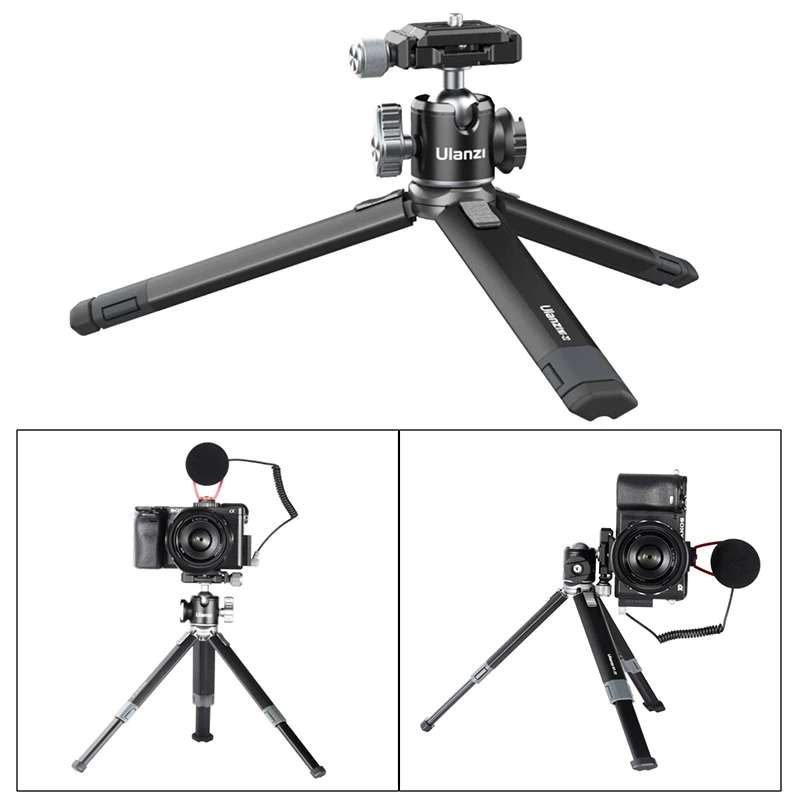 Ulanzi MT-24 브이로그 라이트 금속 미니 삼각대, 브이로그 셀카 스틱 삼각대, 콜드 슈 포함, 마이크 LED 라이트 DSLR SLR 카메라용