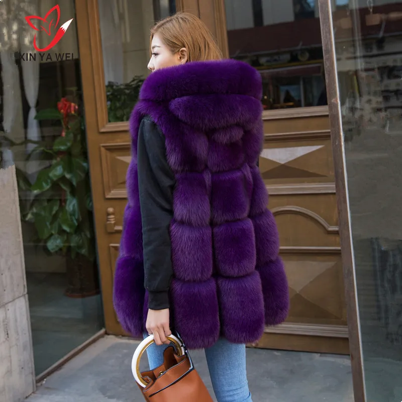 Русская шуба из натурального Лисьего меха для женщин натуральный мех куртки жилет Зимняя верхняя одежда женская одежда - Цвет: violet