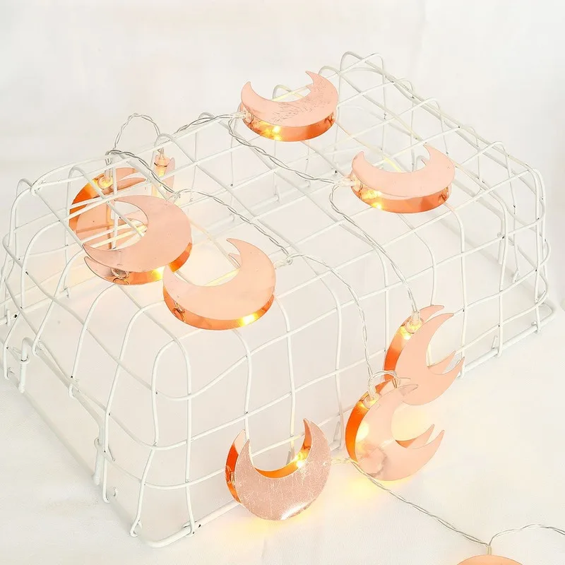 

10 LED Rose Gold Metal Moon Shape Wedding Room Decorated with Decorative Lights Strings Christmas Decorations