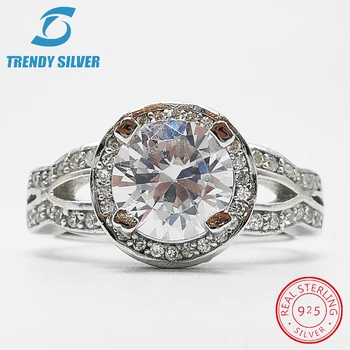 

vintage rings silver real 925 sterling jewelry for women rose gold with stone zircon solid elegant