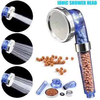 

Shower Bath Head Adjustable 3 Mode High Pressure Handheld for Home Bathroom Hotel Utility Head With Negative Ion Activated