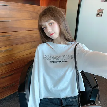 

L Photo Shoot (LYCRA) Cool Printed Letter Jennie Wind Short T-shirt Female Navel Tops