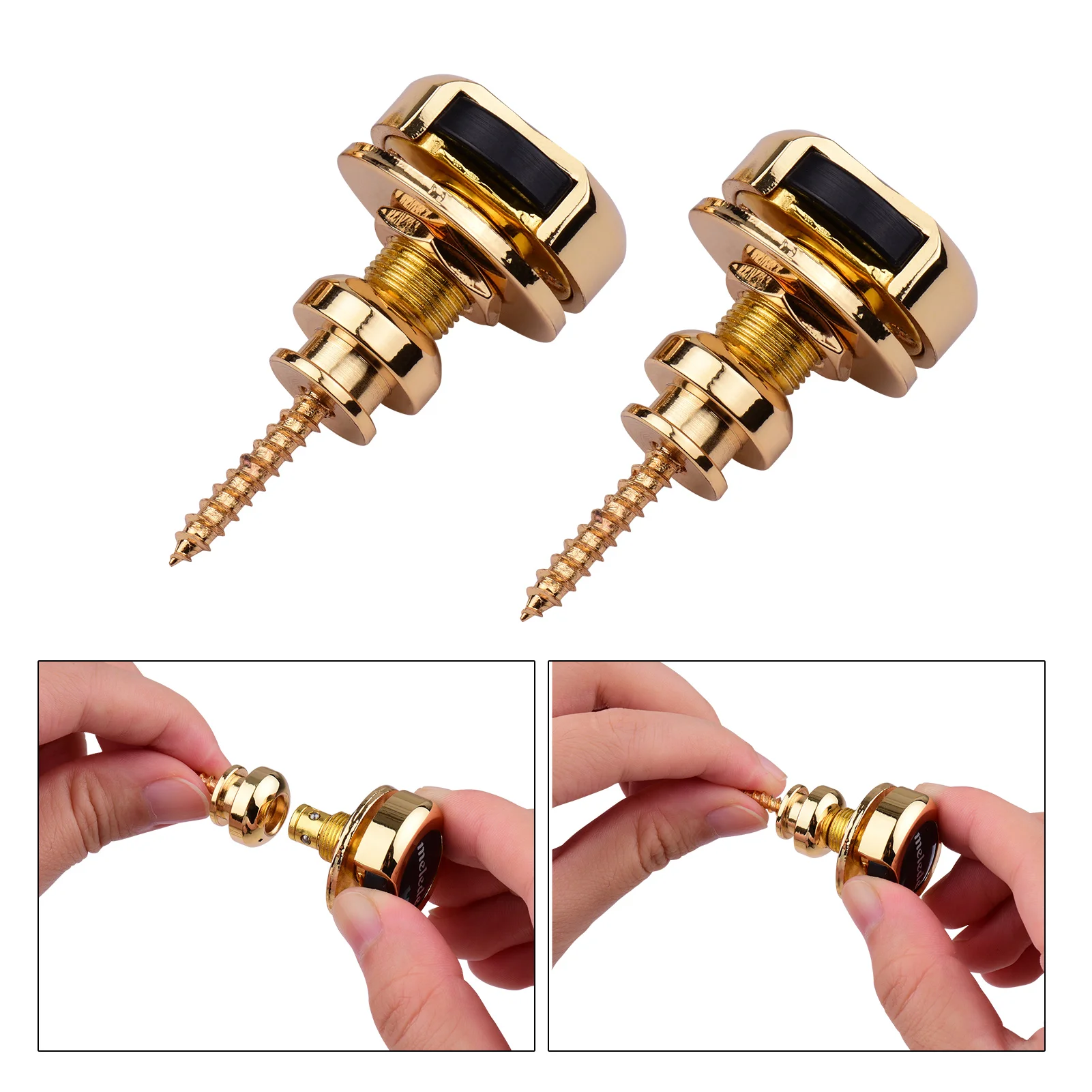 

2pcs Guitar Strap Locks Metal Security Quick Release Strap Buttons Retainer Silver for Acoustic Electric Guitars Bass