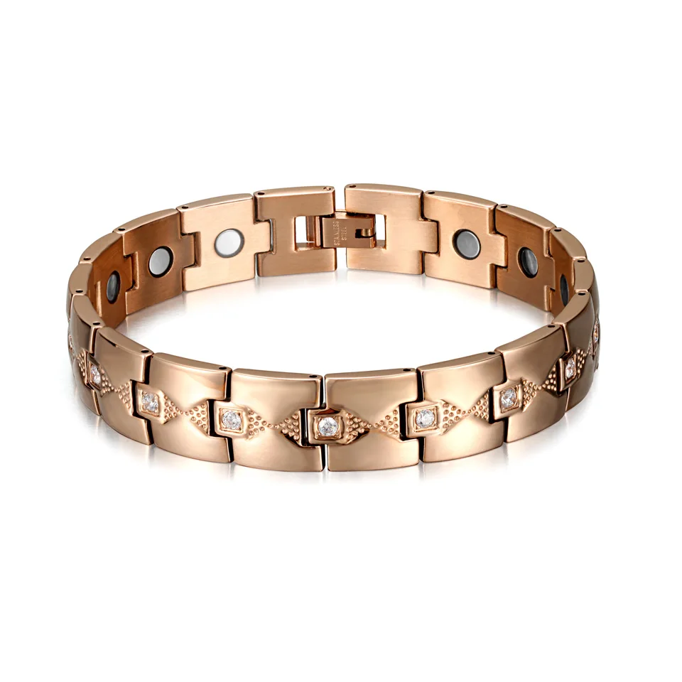 Rose gold bracelet Rainso, модные браслеты из нержавеющей стали с магнитным заживлением, Серебряный циркон, стильные браслеты для женщин, новые ювелирные изделия - Окраска металла: Rose gold bracelet