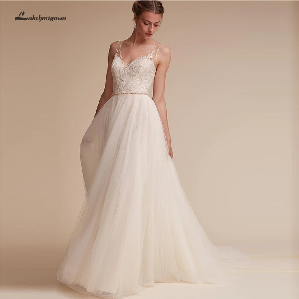 Lakshmigown Сексуальное Женское свадебное платье-бохо Vestidos de Fiesta de Noche Тюлевое пляжное свадебное платье белое свадебное платье