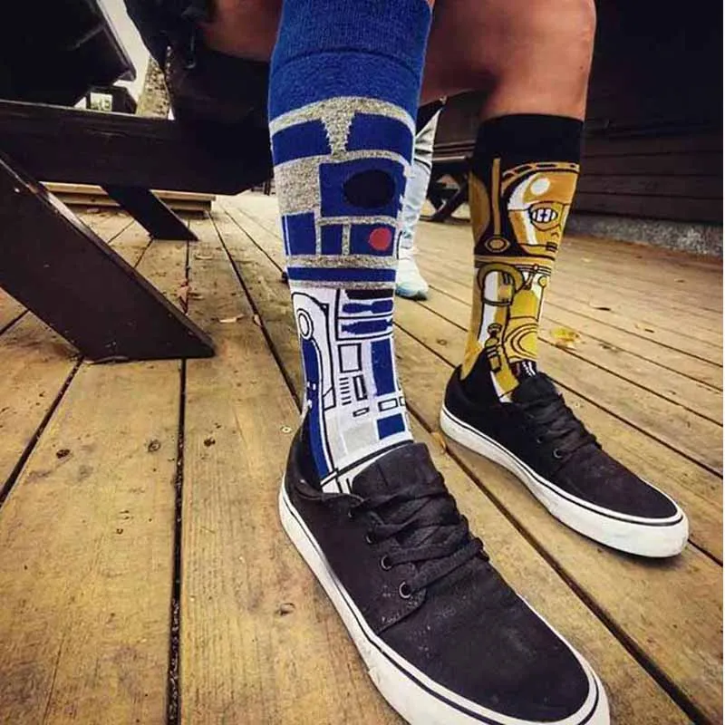 Anime Socks 1 Pair Anime Socks Master Yoda R2-D2 Cosplay Socks Wookiee Jedi Knight Novelty Men's Women's Socks Spring Autumn Winter