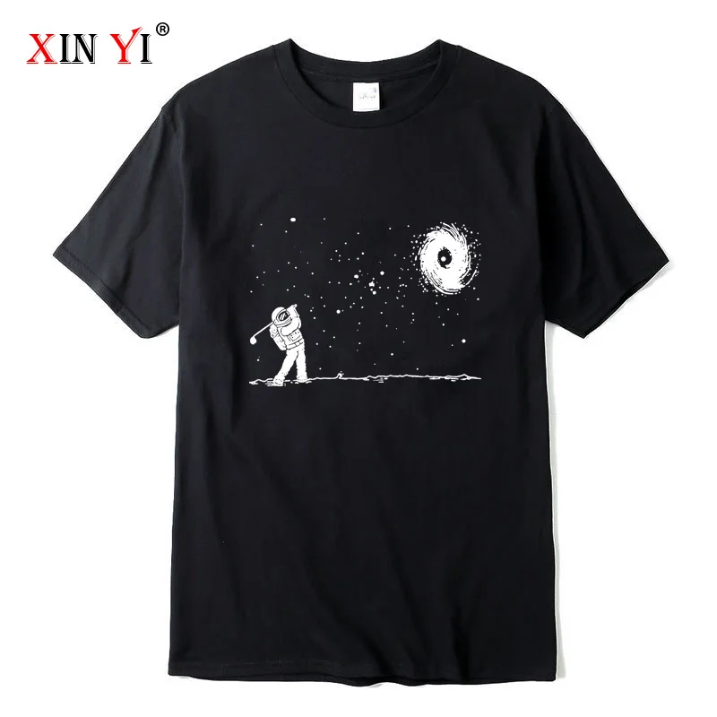 XIN YI Men's High Quality 100% cotton Funny astronaut print t shirt loose o-neck men tshirt short sleeve t-shirt male tee tops | Мужская