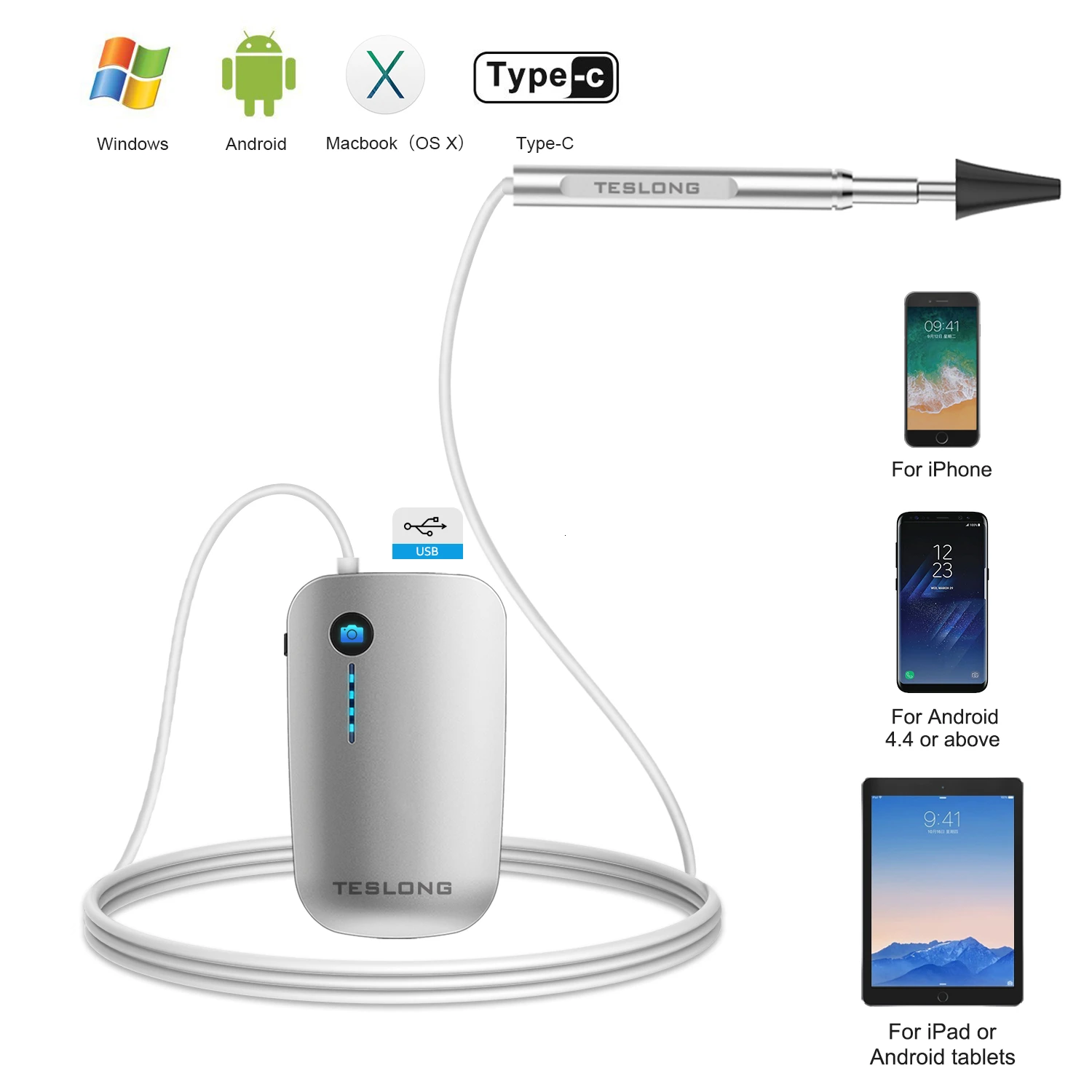 Эндоскоп для очистки ушей type-c, USB, Ушная ложка 5,5 мм, МП, мини-камера, Vudeotape, Android PC, ушной отоскоп, бороскоп IP67 720HD