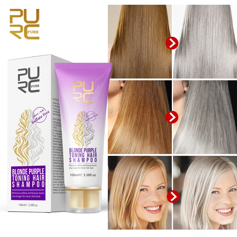 PURC Blonde Purple Hair Shampoo Removes yellow and brassy tones for silver  Ash look Purple Hair Shampoo Big Sale 11.11|Sets| - AliExpress