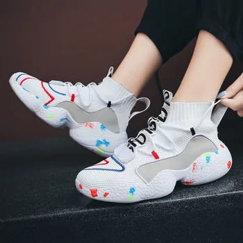 

2020 Women Casual Sock Shoes Fashion Designer Ladies Breathable High Top Platform Sneakers patillas Blancas Deportivas Mujer