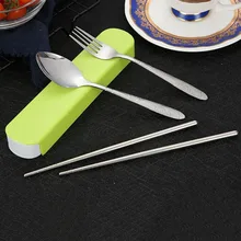 Набор посуды с чехлом легкий инструмент для путешествий посуда походный, нержавеющая сталь вилка ложка палочки для еды кухонный Ресторан