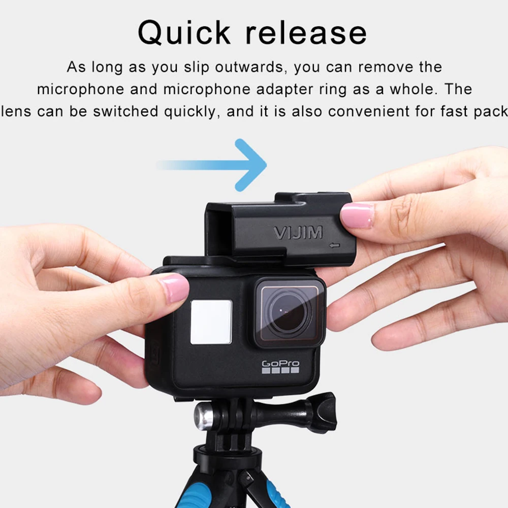 VIJIM GP-3 Gopro держатель микрофона быстроразъемного адаптера для оригинала Gopro чехол Gopro 7/6/5 Gopro клетка Холодный башмак аксессуары
