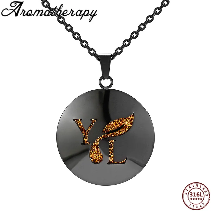 Популярный черный медальон со светорассеивателем из нержавеющей стали, ожерелье с диффузным кулоном, ароматерапия, колье аромараспылитель для женщин - Окраска металла: Style-3