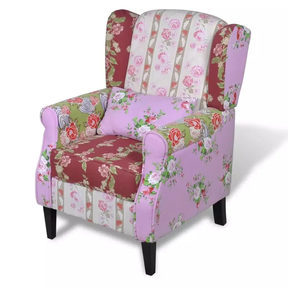 

2019 New Arrival Armchair With Patchwork Design Fabric Floral Pattern For Living Room/Garden Soft Chair Decorative Chair