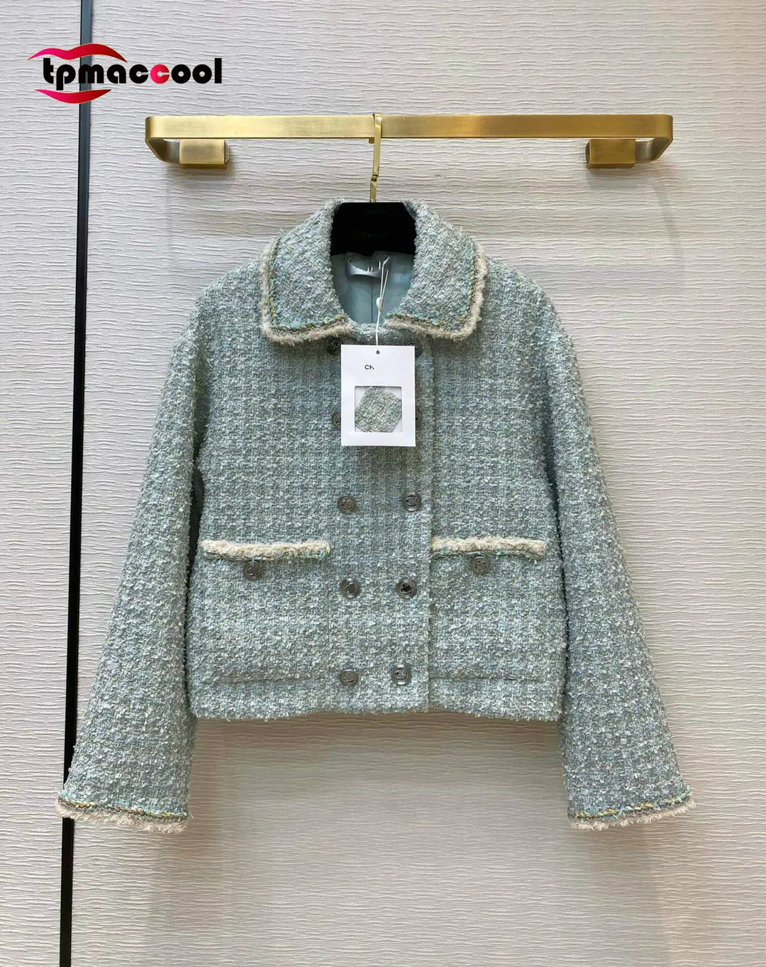 

Tpmaccool luxury designer High end double breasted woven tweed short jacket outerwear silk lining coat for an Elegant women S-L