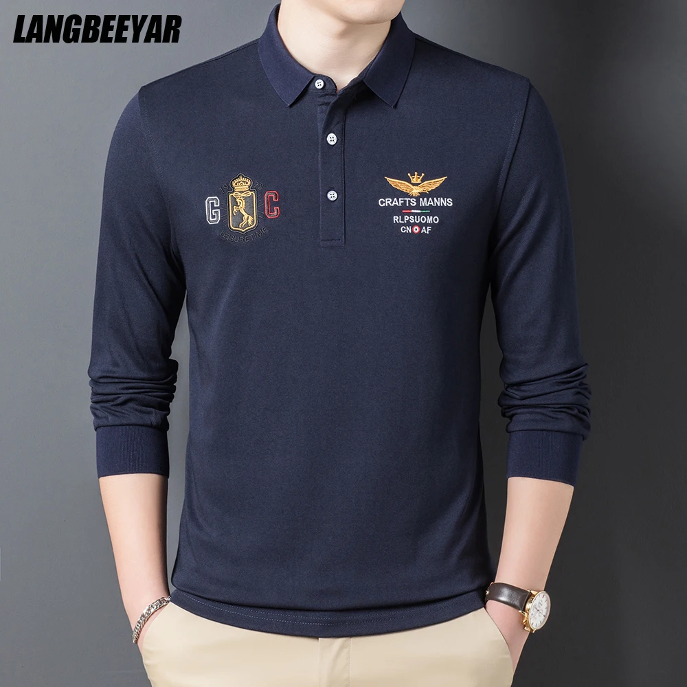 Men's long sleeve polo designer Clearance