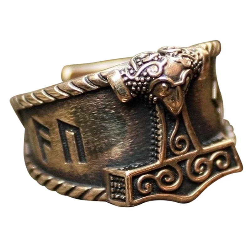 Mens Viking Ring Good Luck Rune Mjolnir Hammer Nordic Rings Amulet Jewelry Gift | Украшения и аксессуары