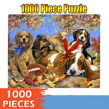 

Cute Dog Pattern Jigsaw Puzzles 1000 Pieces Puzzle Handmade Toys For Kids Adult Educational Toy Home Painting Decoration #LR2